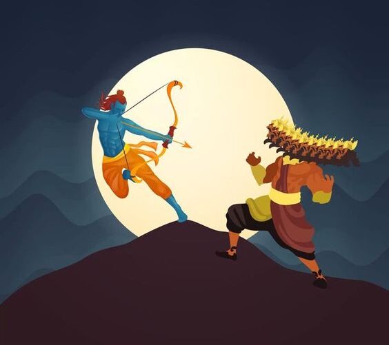 Happy Dussehra festival of India. of Lord Rama killing Ravana. vector  illustration Stock Vector Image & Art - Alamy